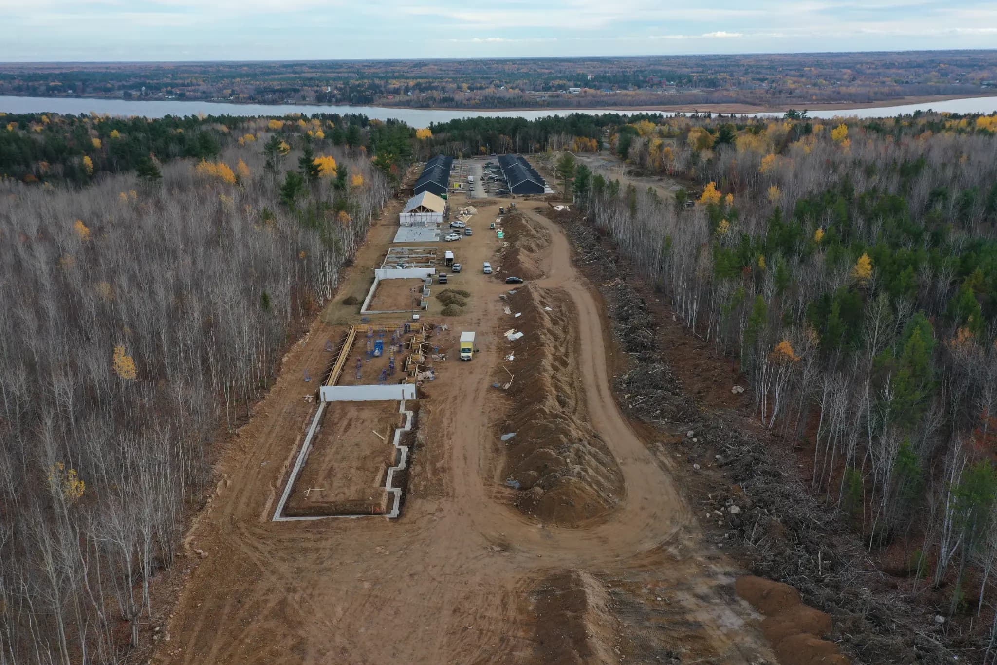 Aerial view of The Cove Living construction progress