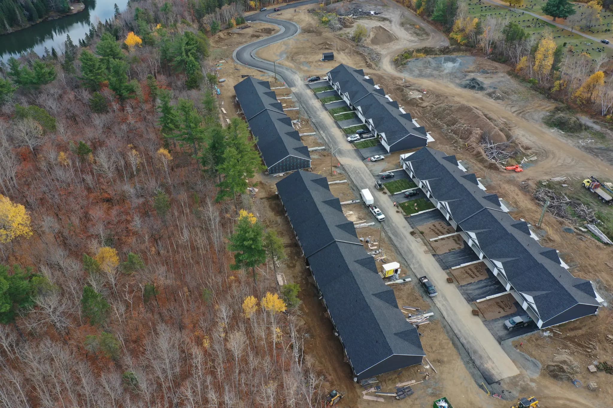 Aerial view of multiple Cove Living units