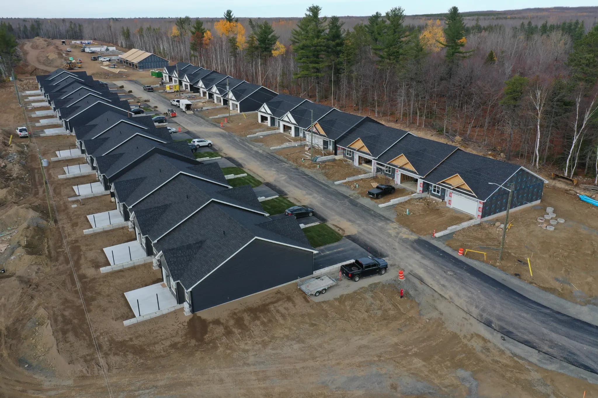 Aerial view of The Cove row houses